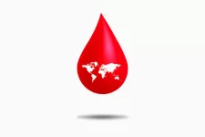 bild på en bloddroppe med världen ritad inuti. foto.